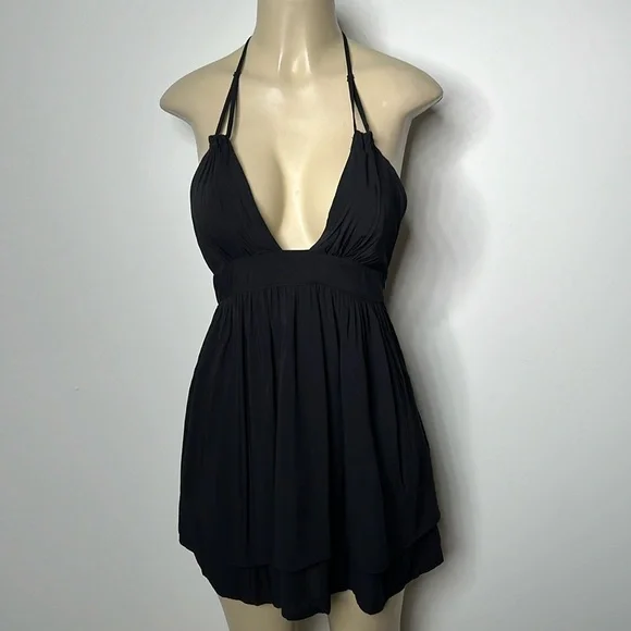 tobi black mini dress Tobi Dresses | Tobi Revelry High-Neck, Low Back Black Mini Dress | Color: Black | Size: L